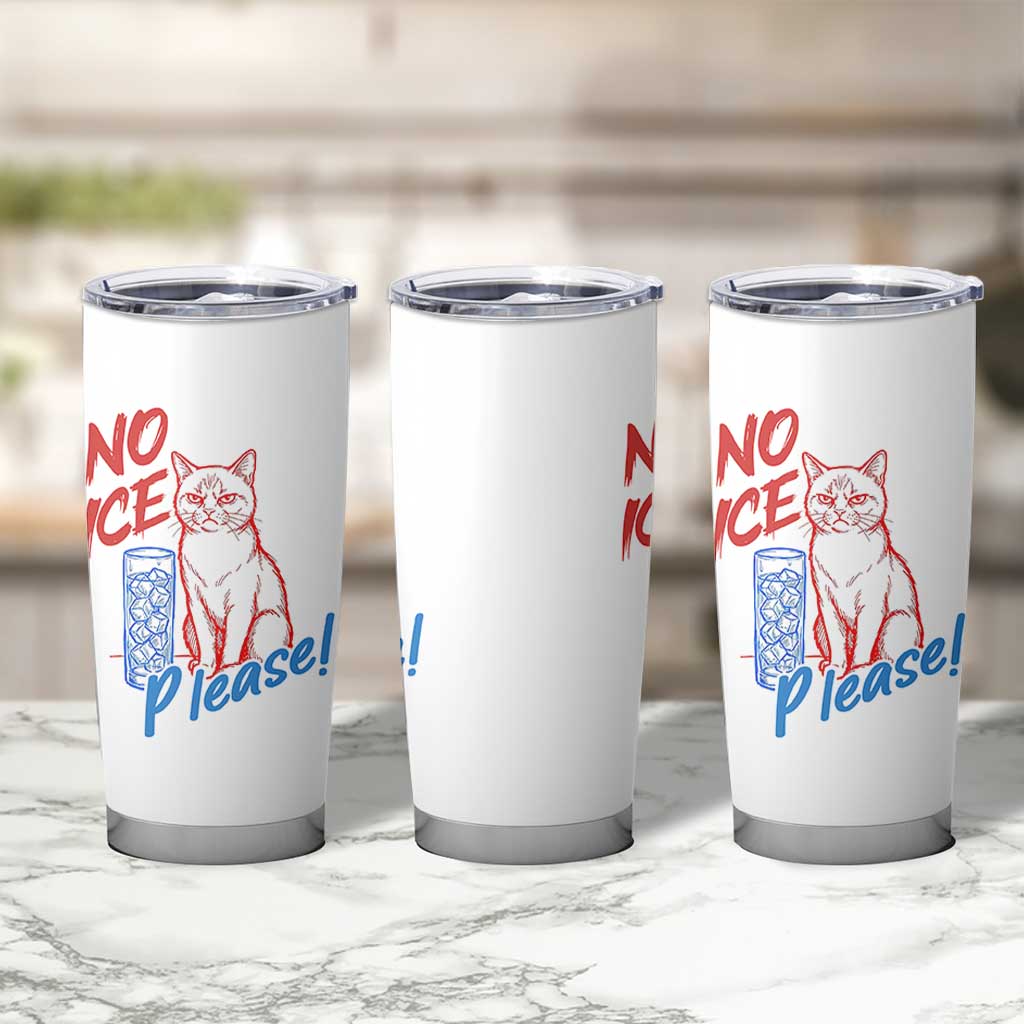 No Ice Please Angry Cat Graphic Tumbler Cup Subtle Against Ice Protest Political Resistance
