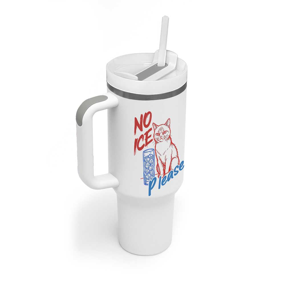 No Ice Please Angry Cat Graphic Tumbler With Handle Subtle Against Ice Protest Political Resistance