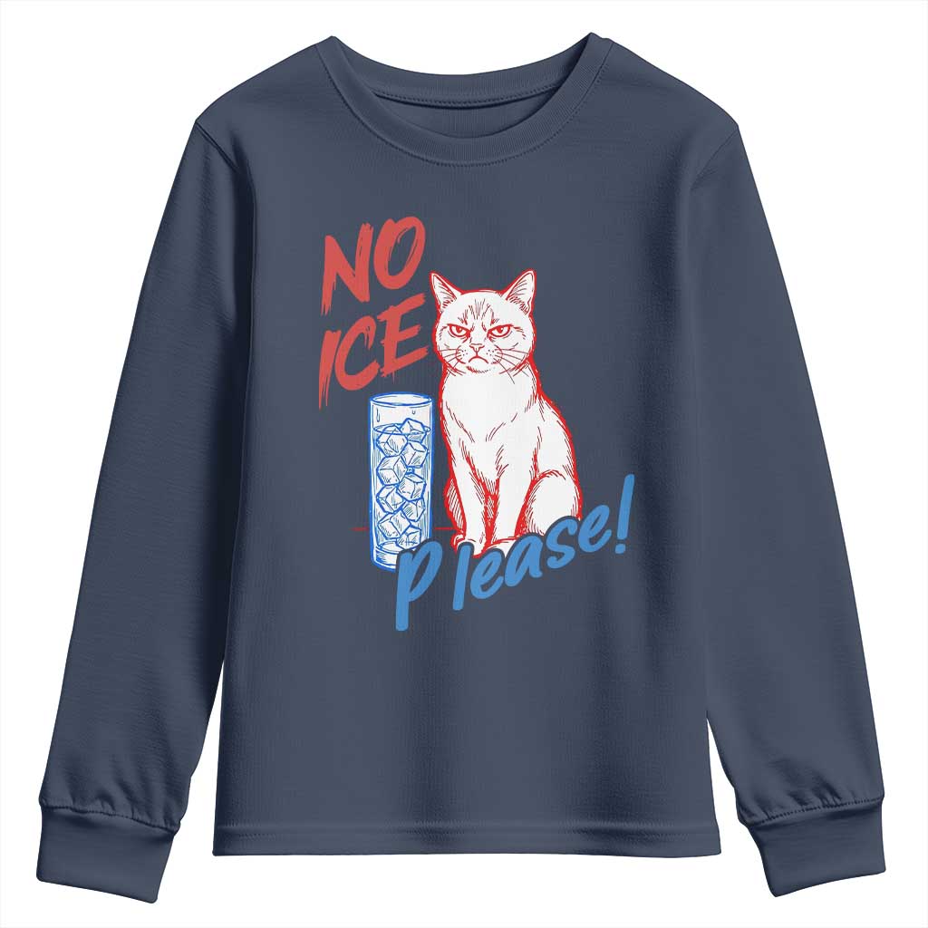 No Ice Please Angry Cat Graphic Youth Sweatshirt Subtle Against Ice Protest Political Resistance