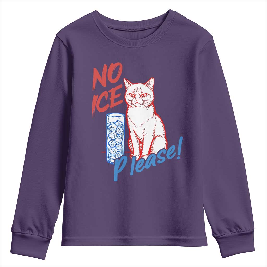 No Ice Please Angry Cat Graphic Youth Sweatshirt Subtle Against Ice Protest Political Resistance