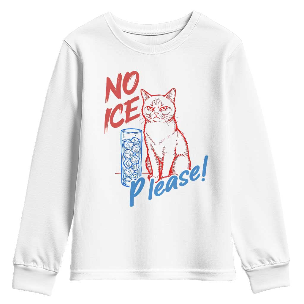 No Ice Please Angry Cat Graphic Youth Sweatshirt Subtle Against Ice Protest Political Resistance
