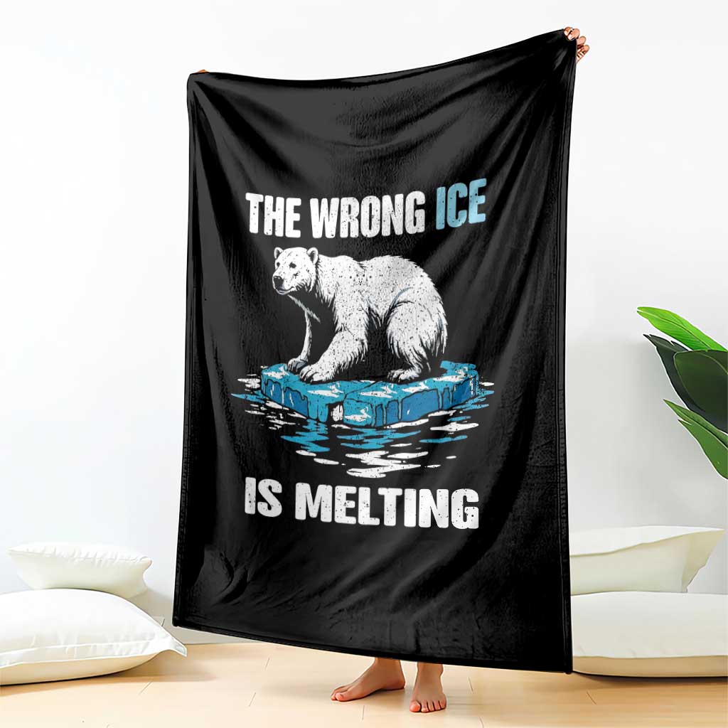 The Wrong Ice is Melting Polar Bear Throw Blanket Against Ice Environmental Activist Protest