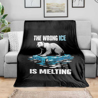 The Wrong Ice is Melting Polar Bear Throw Blanket Against Ice Environmental Activist Protest
