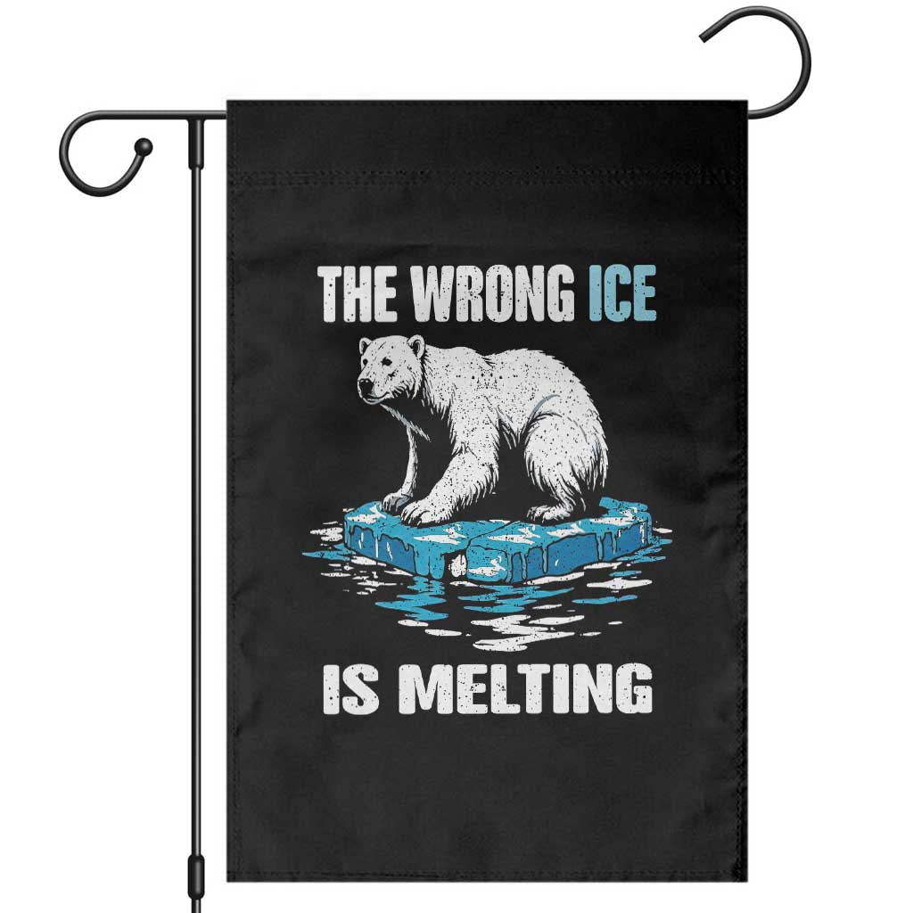 The Wrong Ice is Melting Polar Bear Garden Flag Against Ice Environmental Activist Protest