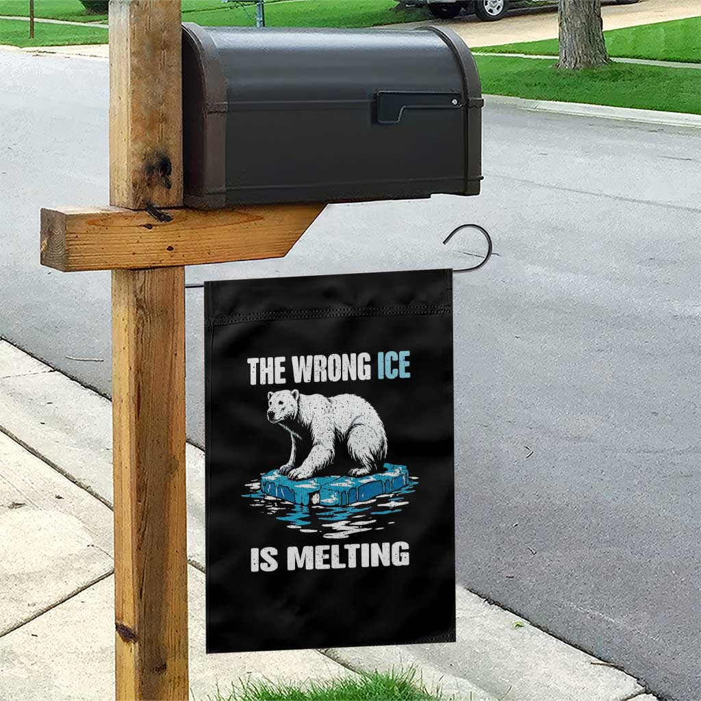 The Wrong Ice is Melting Polar Bear Garden Flag Against Ice Environmental Activist Protest