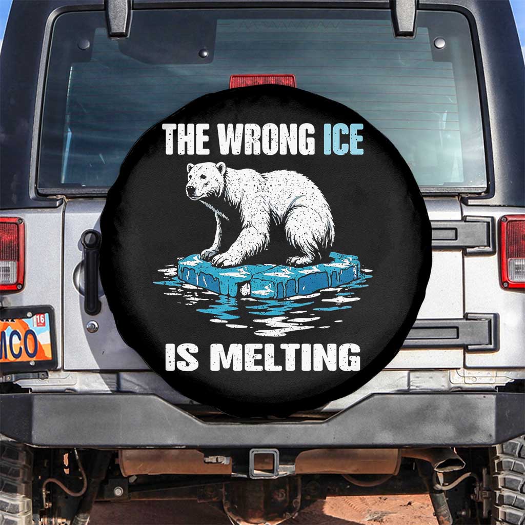 The Wrong Ice is Melting Polar Bear Spare Tire Cover Against Ice Environmental Activist Protest