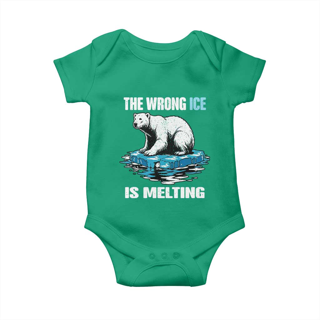 The Wrong Ice is Melting Polar Bear Baby Onesie Against Ice Environmental Activist Protest