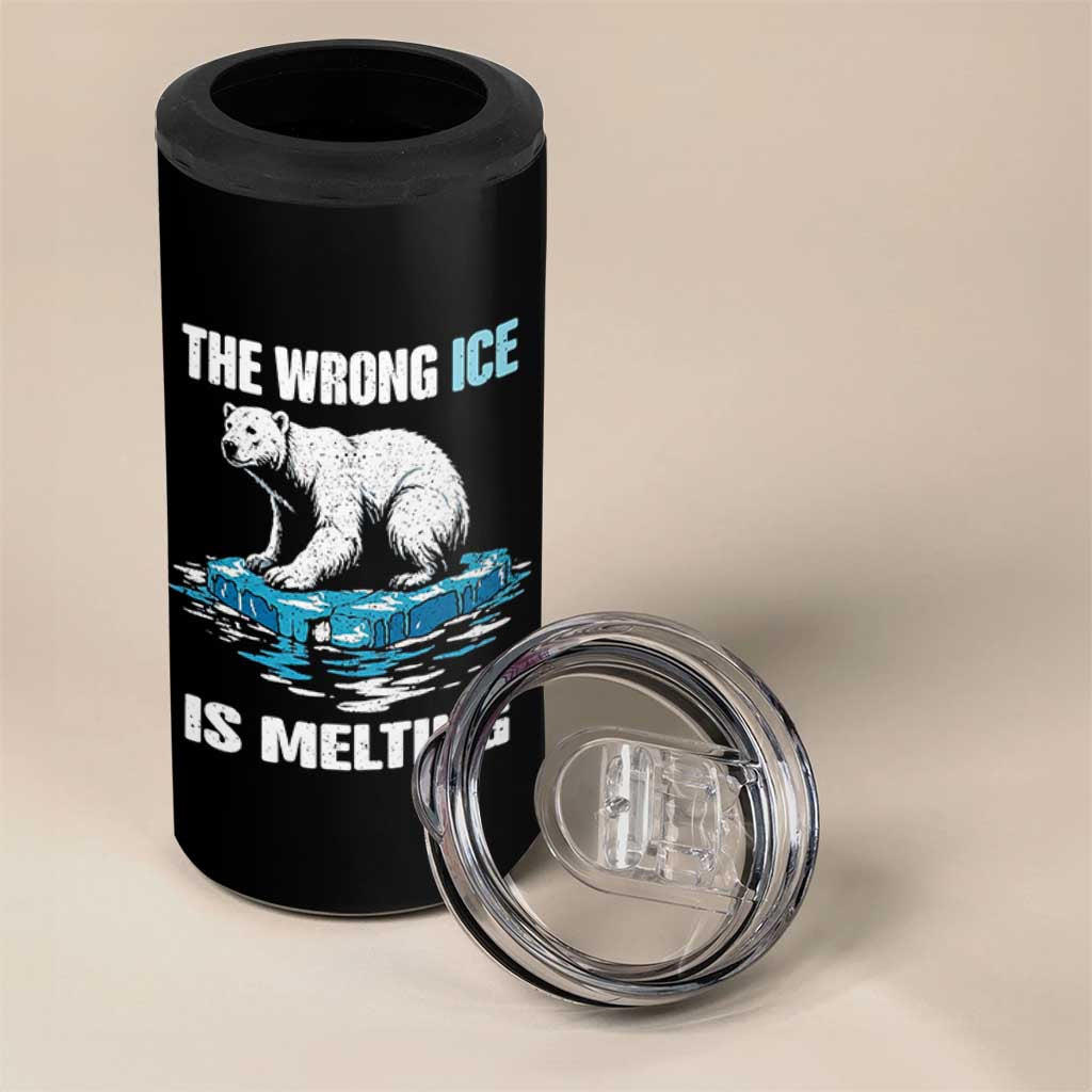 The Wrong Ice is Melting Polar Bear 4 in 1 Can Cooler Tumbler Against Ice Environmental Activist Protest