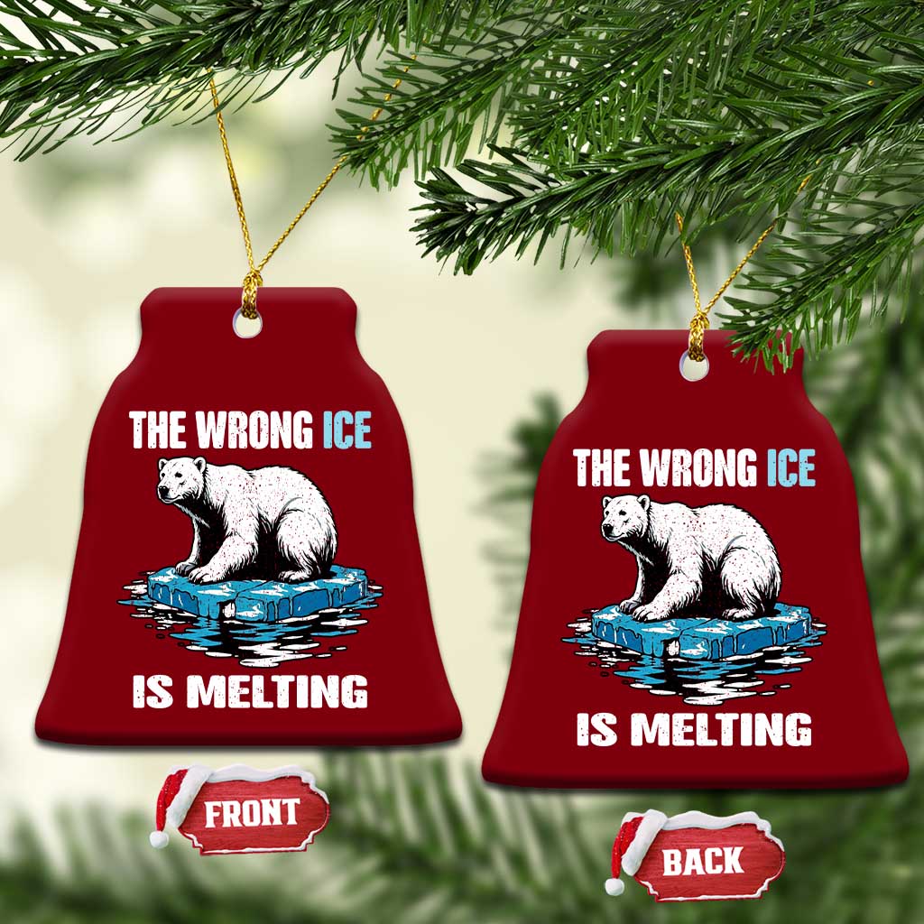 The Wrong Ice is Melting Polar Bear Ceramic Ornament Against Ice Environmental Activist Protest