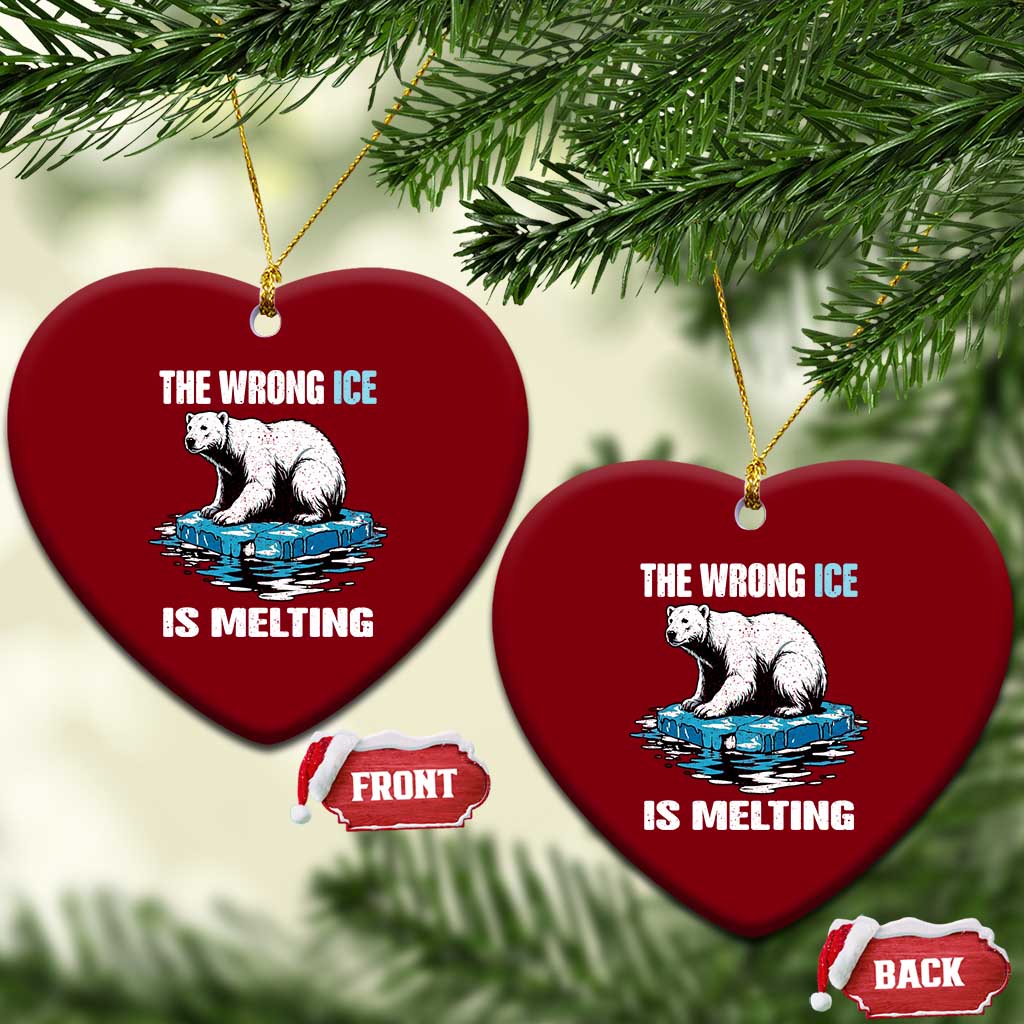 The Wrong Ice is Melting Polar Bear Ceramic Ornament Against Ice Environmental Activist Protest
