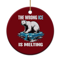 The Wrong Ice is Melting Polar Bear Ceramic Ornament Against Ice Environmental Activist Protest