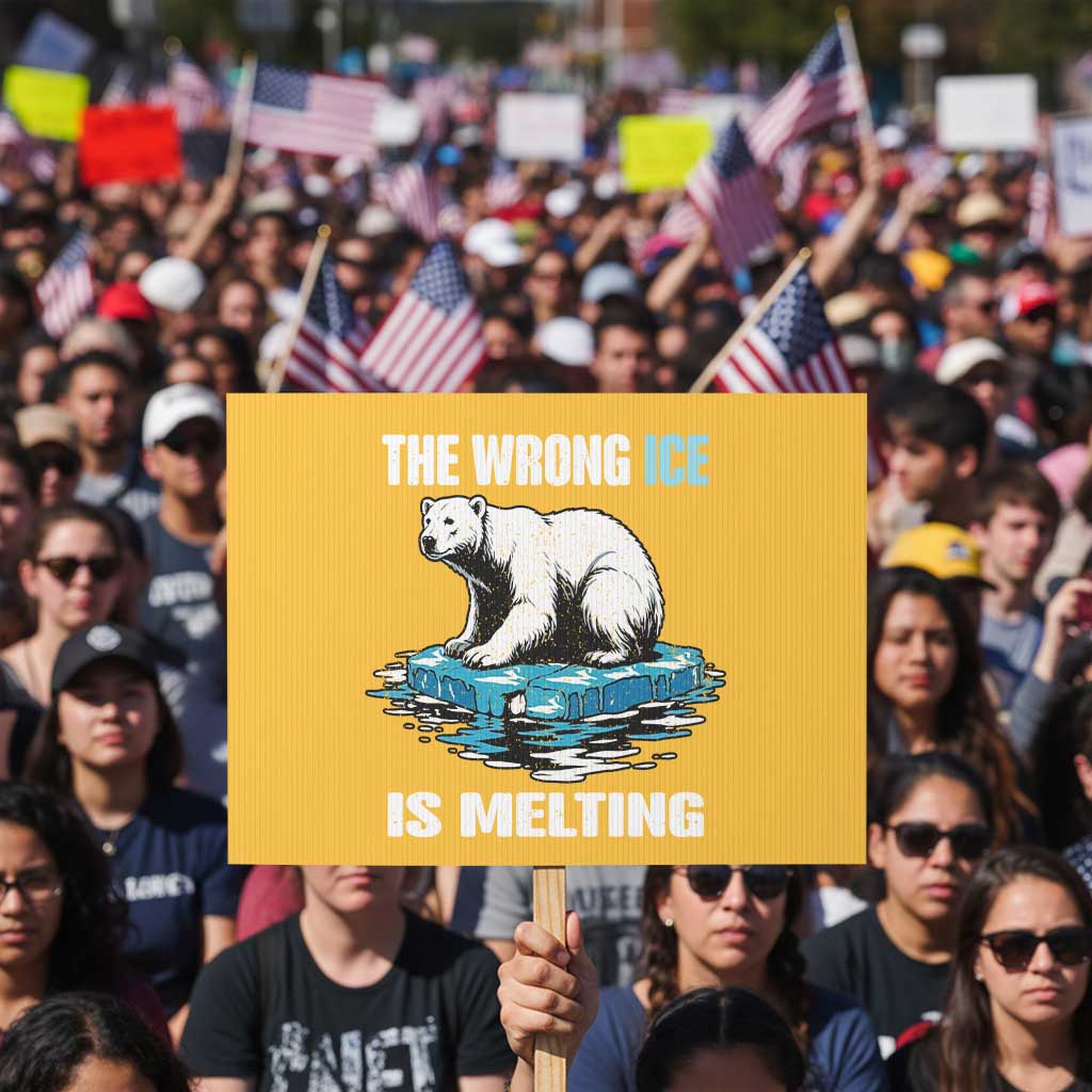 The Wrong Ice is Melting Polar Bear Protest Sign Against Ice Environmental Activist Protest