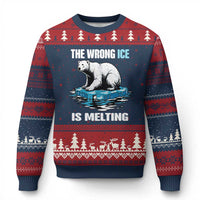 The Wrong Ice is Melting Polar Bear Ugly Christmas Sweater Against Ice Environmental Activist Protest