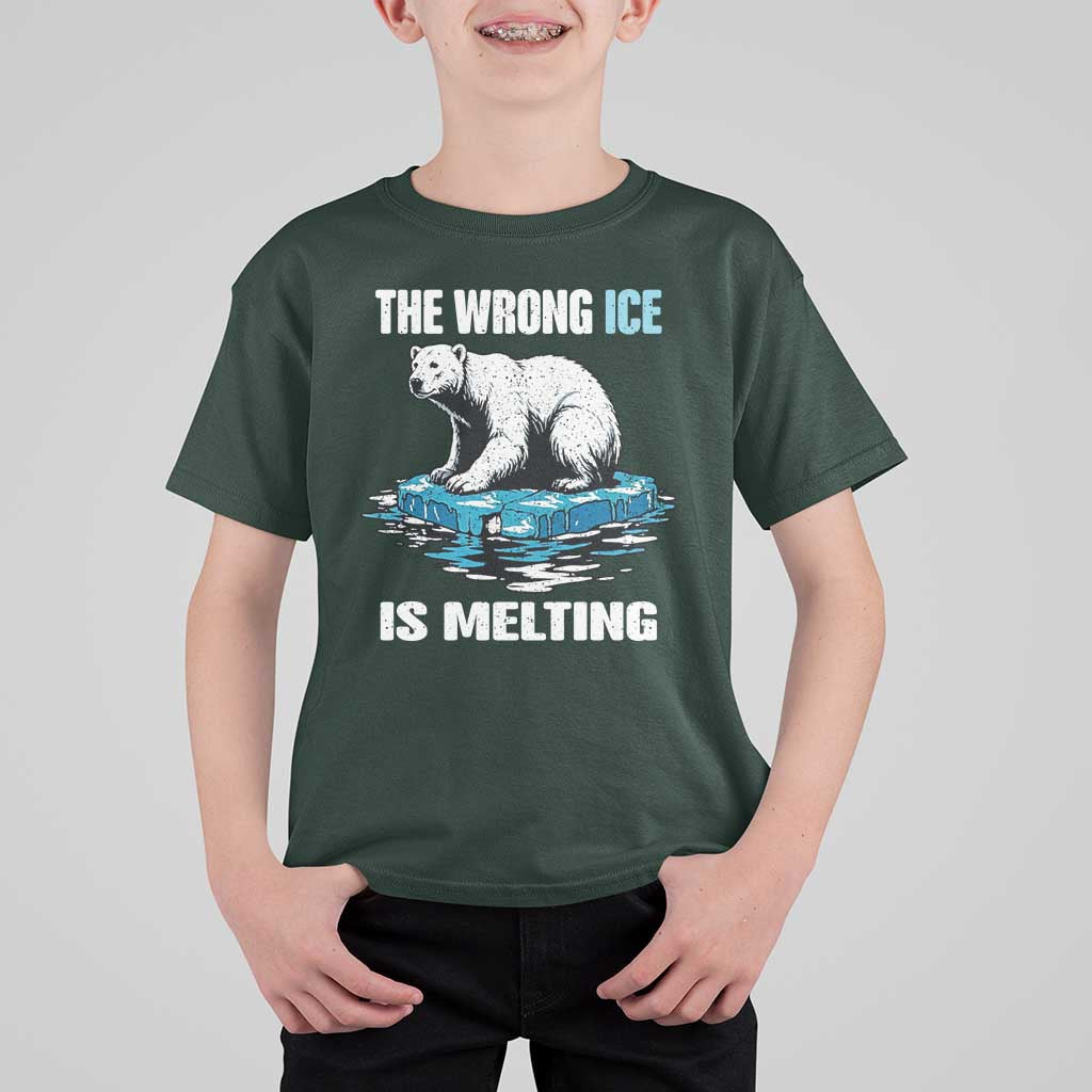 The Wrong Ice is Melting Polar Bear T Shirt For Kid Against Ice Environmental Activist Protest