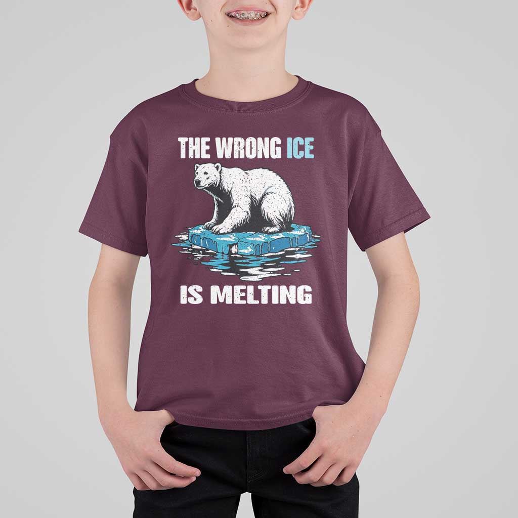 The Wrong Ice is Melting Polar Bear T Shirt For Kid Against Ice Environmental Activist Protest