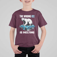 The Wrong Ice is Melting Polar Bear T Shirt For Kid Against Ice Environmental Activist Protest