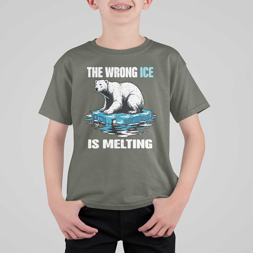 The Wrong Ice is Melting Polar Bear T Shirt For Kid Against Ice Environmental Activist Protest