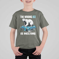 The Wrong Ice is Melting Polar Bear T Shirt For Kid Against Ice Environmental Activist Protest