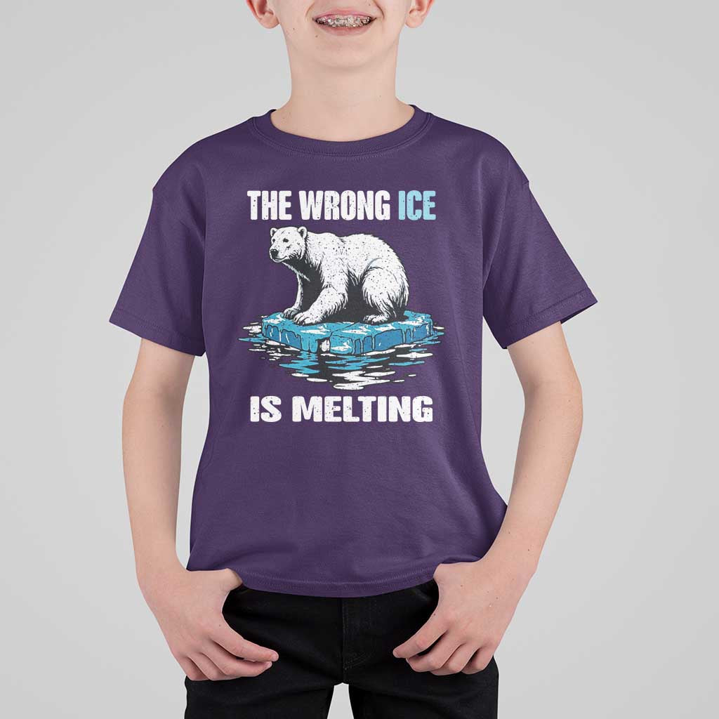 The Wrong Ice is Melting Polar Bear T Shirt For Kid Against Ice Environmental Activist Protest