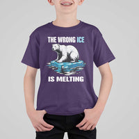 The Wrong Ice is Melting Polar Bear T Shirt For Kid Against Ice Environmental Activist Protest