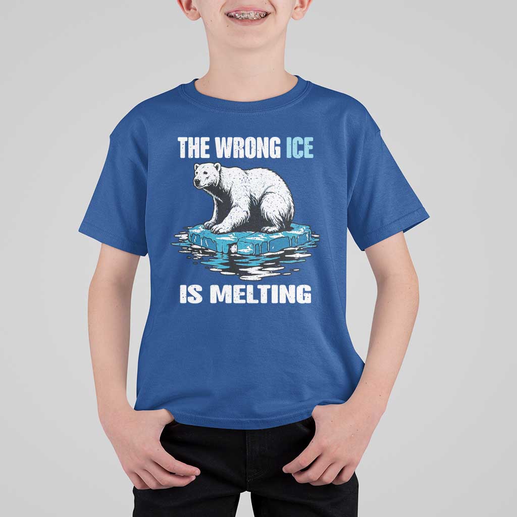 The Wrong Ice is Melting Polar Bear T Shirt For Kid Against Ice Environmental Activist Protest