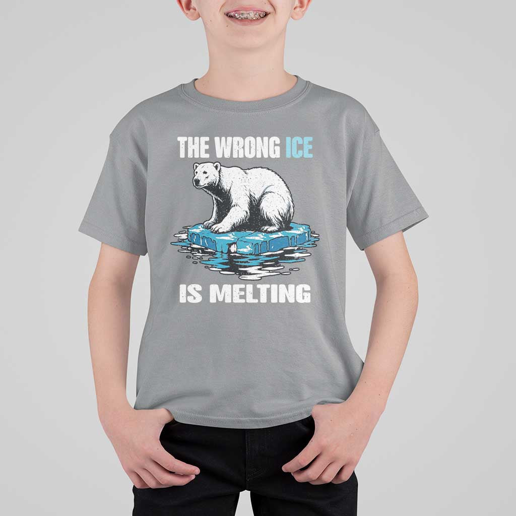 The Wrong Ice is Melting Polar Bear T Shirt For Kid Against Ice Environmental Activist Protest