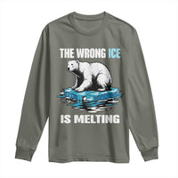 The Wrong Ice is Melting Polar Bear Long Sleeve Shirt Against Ice Environmental Activist Protest