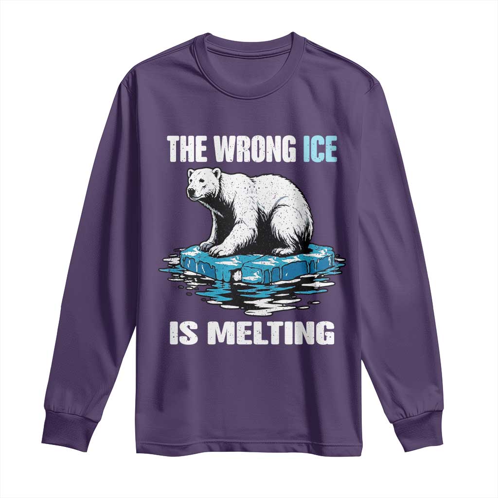 The Wrong Ice is Melting Polar Bear Long Sleeve Shirt Against Ice Environmental Activist Protest
