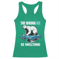 The Wrong Ice is Melting Polar Bear Racerback Tank Top Against Ice Environmental Activist Protest