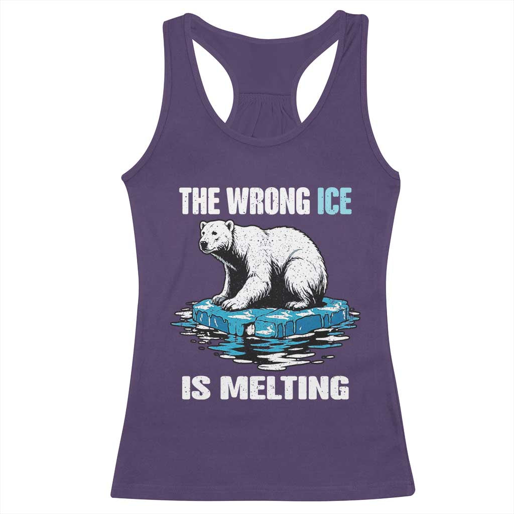The Wrong Ice is Melting Polar Bear Racerback Tank Top Against Ice Environmental Activist Protest