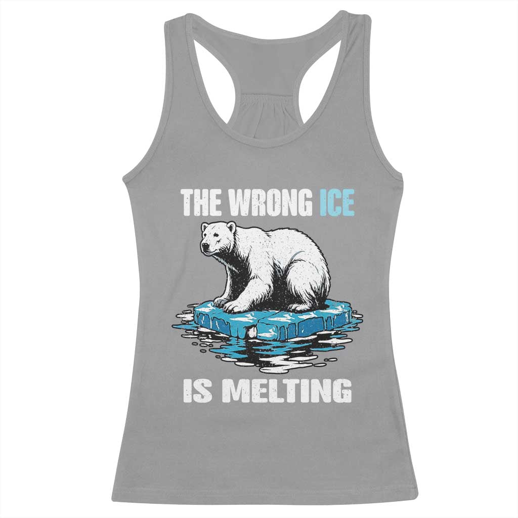 The Wrong Ice is Melting Polar Bear Racerback Tank Top Against Ice Environmental Activist Protest