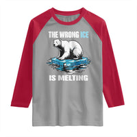 The Wrong Ice is Melting Polar Bear Raglan Shirt Against Ice Environmental Activist Protest
