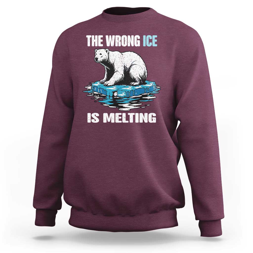 The Wrong Ice is Melting Polar Bear Sweatshirt Against Ice Environmental Activist Protest