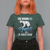 The Wrong Ice is Melting Polar Bear T Shirt For Women Against Ice Environmental Activist Protest