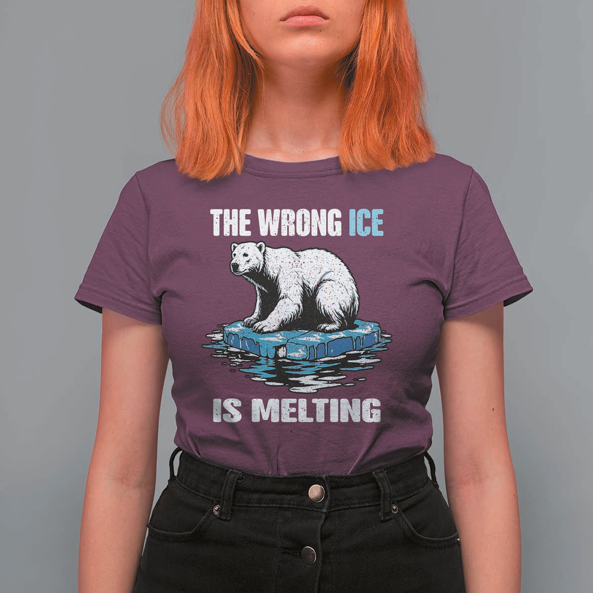 The Wrong Ice is Melting Polar Bear T Shirt For Women Against Ice Environmental Activist Protest