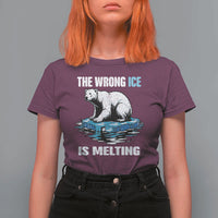 The Wrong Ice is Melting Polar Bear T Shirt For Women Against Ice Environmental Activist Protest