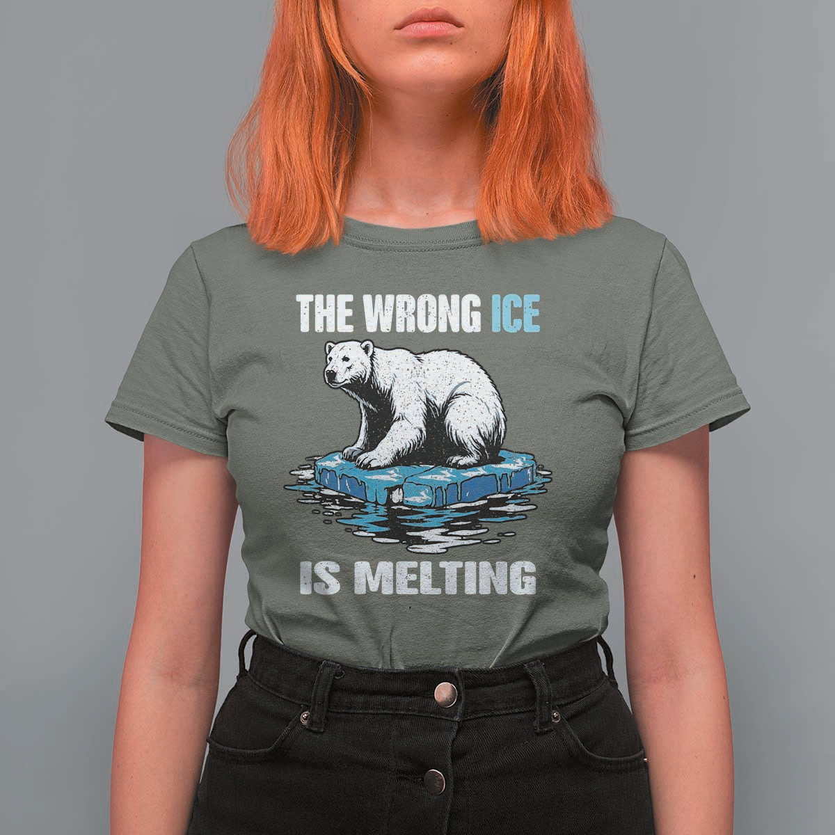 The Wrong Ice is Melting Polar Bear T Shirt For Women Against Ice Environmental Activist Protest