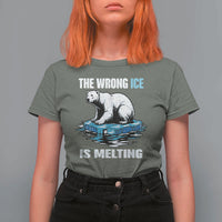 The Wrong Ice is Melting Polar Bear T Shirt For Women Against Ice Environmental Activist Protest