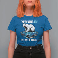 The Wrong Ice is Melting Polar Bear T Shirt For Women Against Ice Environmental Activist Protest