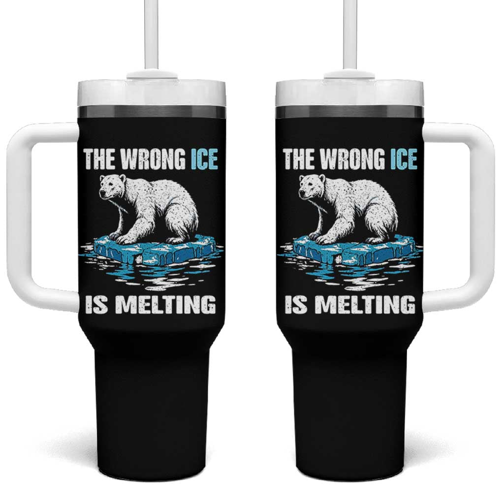 The Wrong Ice is Melting Polar Bear Tumbler With Handle Against Ice Environmental Activist Protest