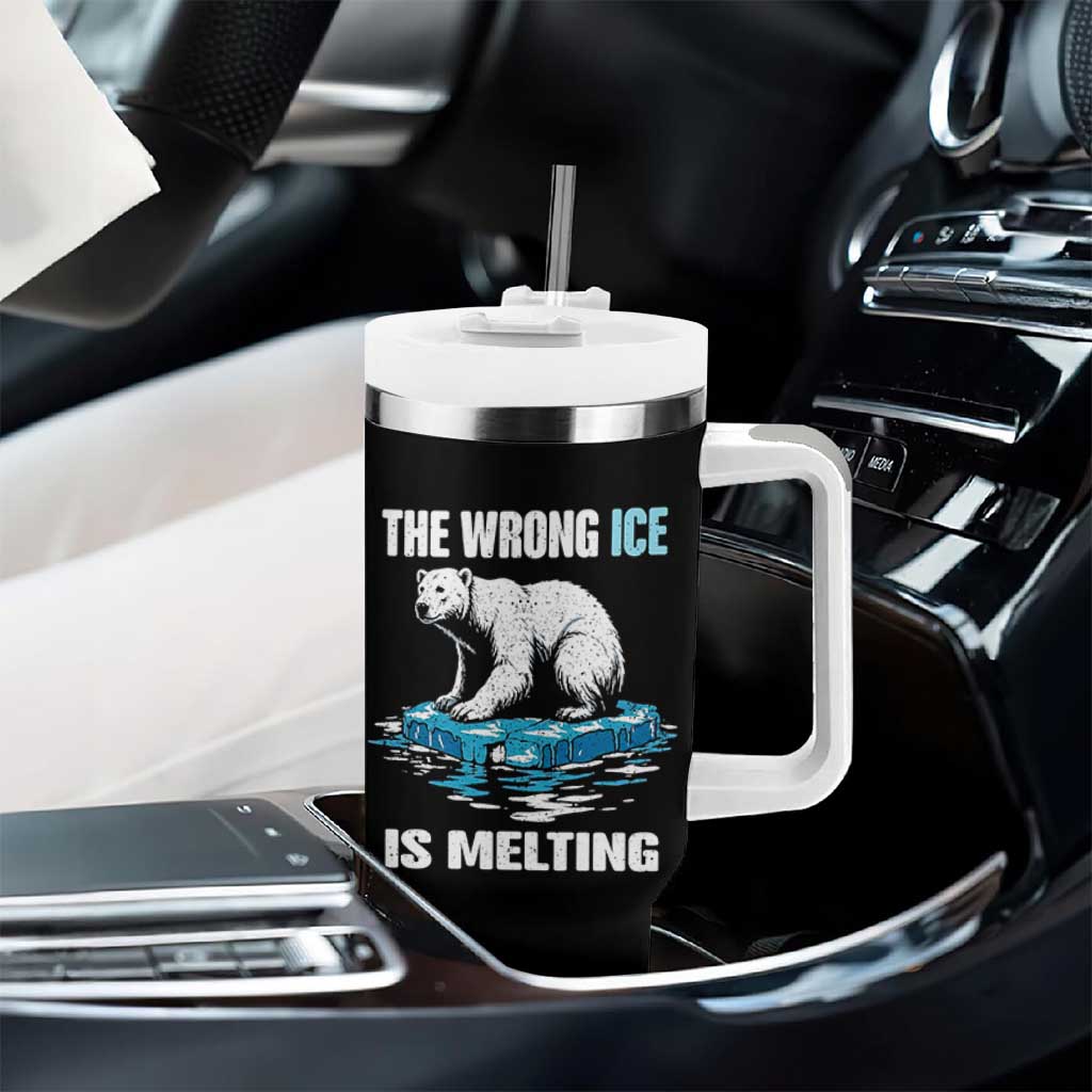 The Wrong Ice is Melting Polar Bear Tumbler With Handle Against Ice Environmental Activist Protest