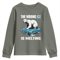 The Wrong Ice is Melting Polar Bear Youth Sweatshirt Against Ice Environmental Activist Protest
