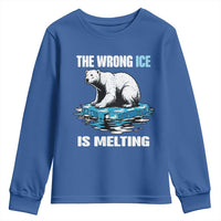 The Wrong Ice is Melting Polar Bear Youth Sweatshirt Against Ice Environmental Activist Protest