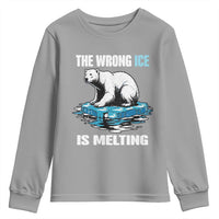 The Wrong Ice is Melting Polar Bear Youth Sweatshirt Against Ice Environmental Activist Protest
