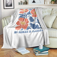 Retro Floral Protest Abolish Ice Throw Blanket No Human is Illegal Peaceful Pro-Immigrant