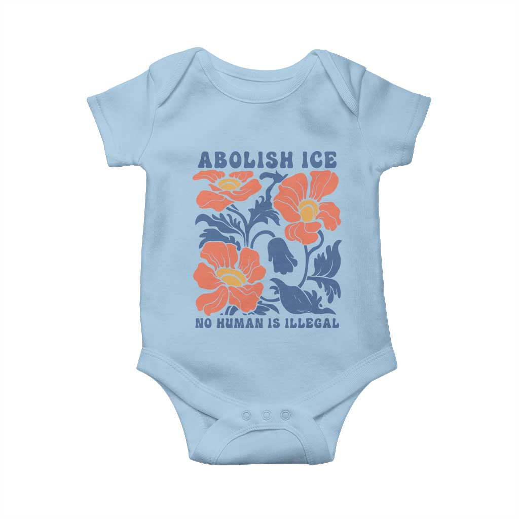 Retro Floral Protest Abolish Ice Baby Onesie No Human is Illegal Peaceful Pro-Immigrant