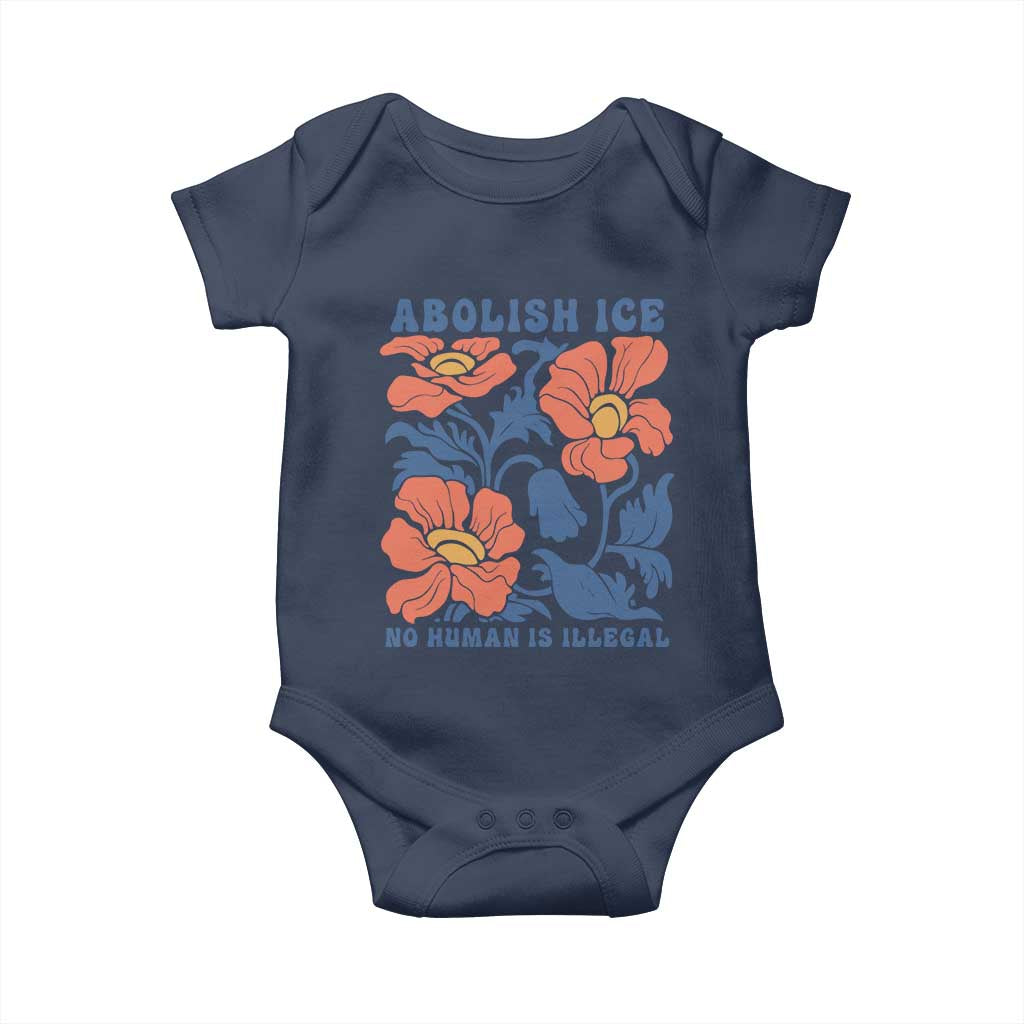 Retro Floral Protest Abolish Ice Baby Onesie No Human is Illegal Peaceful Pro-Immigrant