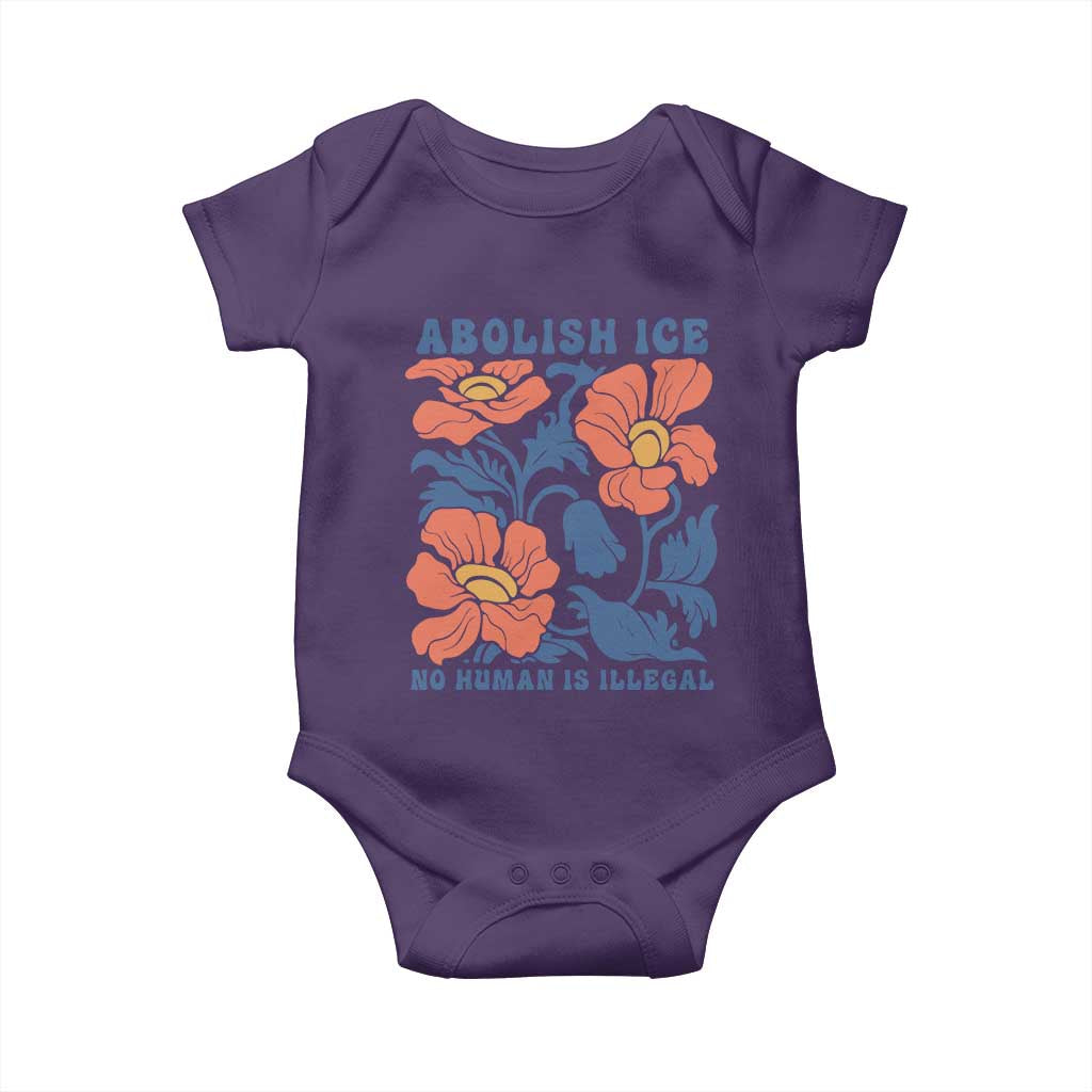 Retro Floral Protest Abolish Ice Baby Onesie No Human is Illegal Peaceful Pro-Immigrant