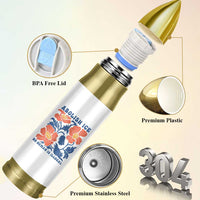 Retro Floral Protest Abolish Ice Bullet Tumbler No Human is Illegal Peaceful Pro-Immigrant