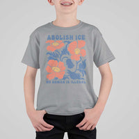 Retro Floral Protest Abolish Ice T Shirt For Kid No Human is Illegal Peaceful Pro-Immigrant